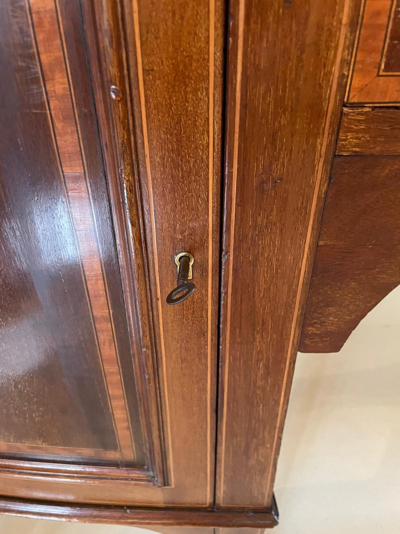 Quality Antique Edwardian Inlaid Mahogany Bow Fronted Sideboard - Image 12